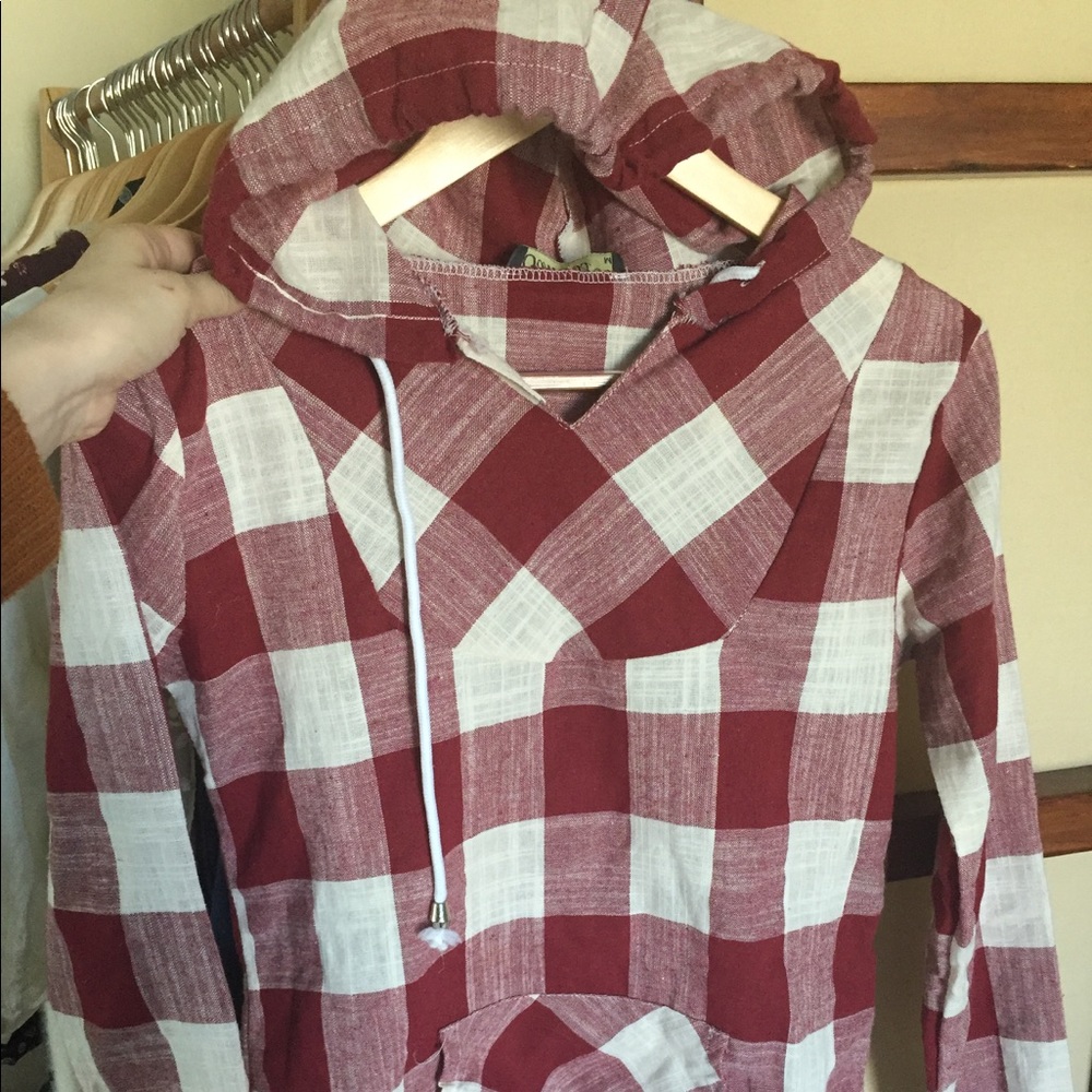 Red gingham hoodie